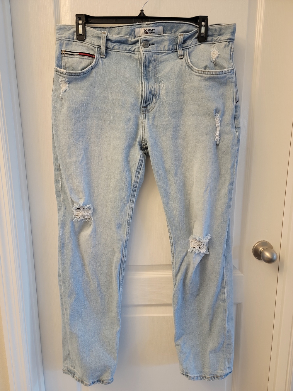Tommy Jeans Light Blue Distressed Relaxed Men's Jeans.